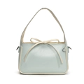 Elegante bolso de hombro azul claro con lazo crema minimalista y acabado de charol - Verde