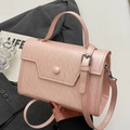 Petit sac à main carré en cuir PU rose clair avec bandoulière réglable pour femme - Rose (Sans Charme)