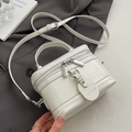 Borsa a mano bianca stile vintage con finitura lucida e tracolla rimovibile per donna - Stile di base / Bianco