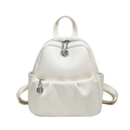 White minimalist backpack in textured litchi leather with silver hardware and front pocket - Off White