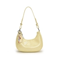 Sac hobo minimaliste en cuir ciré jaune clair avec pendentif perle et bandoulière - Avec Pendentif Fille Popcorn / Jaune