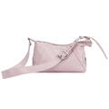 Minimalist soft leather tote bag in light pink with adjustable wide shoulder strap - Pink