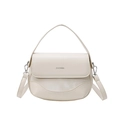 Bolso de hombro minimalista blanco roto con herrajes plateados para mujer - Blanco