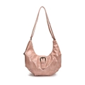 Sac hobo rose vintage en similicuir avec boucle argentée et bretelles variées - Rose