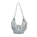 Sac hobo bleu clair rétro avec finition nacrée et boucle en métal argenté brillant - Bleu