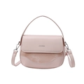 Bolso de hombro rosa para mujer en cuero sintético con costuras decorativas y asa - Rosa