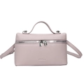 Petit sac à main carré en cuir lilas à texture litchi avec bandoulière réglable - Violet