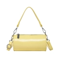 Chic bright yellow oil wax leather cylinder pillow bag with adjustable shoulder straps - Yellow