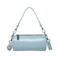Schicke hellblaue Zylindertasche aus Ölwachsleder mit silbernen Metallteilen - Blau