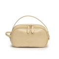 Bolso cuadrado chic de cuero encerado crema con asa superior y correa de hombro fina - Amarillo