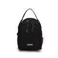 Black casual nylon crossbody phone bag with Lucky logo and orange side label - Black