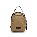 Versatile khaki leisure tote bag with LUCKY logo and double zipper closure for travel - Khaki