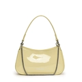 Chic light yellow patent leather hobo bag with trendy silver chain strap and glossy finish - Yellow - No Pendant