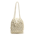 Elegant white pearl woven mini bag with luxury satin drawstring inner lining for women - Large / White