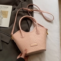 Sac à main rose texture tressée avec bandoulière pour femme, style professionnel - Rose - Sans Pendentif