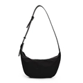Bolso hobo negro minimalista con correa ajustable de cuero sintético resistente - Negro