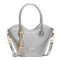 Sac seau tissé argenté avec poignée et bandoulière pour femme élégante et chic - Argent Avec Pendentif Boulier Or Raquette Nœud