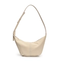Bolso hobo minimalista beige en forma de luna con correa ajustable y acabado de cuero - Blanco Roto