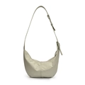 Bolso hobo media luna minimalista verde grisáceo con correa ancha ajustable y cremallera - Verde