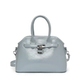 Sac à main bleu gris en cuir huilé avec boucle métallique et bandoulière réglable - Bleu