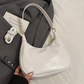 Creamy white oil wax leather hobo tote bag with gold hardware and adjustable strap - White without Pendant