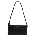 Minimalistische schwarze Baguette-Tasche aus Leder mit H-Logo und Kugel-Detail - Schwarz