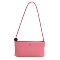 Rosa minimalistische Schultertasche mit goldenem H-Logo und schwarzem Perlendetail - Rosa