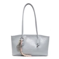 Minimalist light blue bucket bag with leather texture and creative charm pendant - Abacus Racket Rope Knot / Blue