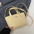 Chic beige macaron crossbody bucket bag with top handle and adjustable shoulder strap - No Pendant / Yellow