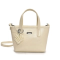 Chic cream white bucket bag with elegant pearl heart charm and adjustable strap - Pearl Heart Charm / Off White