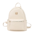 Minimalist ivory white faux leather backpack for women with gold MKBV metal plate - Off White