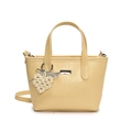 Chic cream macaron bucket bag with elegant pearl heart charm and adjustable strap - Pearl Heart Charm / Yellow