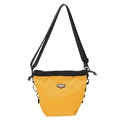 Borsa a tracolla in tessuto a quadri gialli con coulisse nera e tracolla larga - Giallo