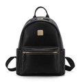 Chic black backpack in pebbled leather finish with white contrast stitching and gold hardware - Black