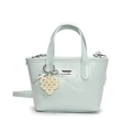 Minimalist mint green bucket bag with pearl heart charm and adjustable strap - Pearl Heart Charm / Blue