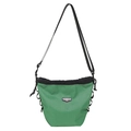 Lightweight green checkered drawstring crossbody mobile phone bag with sport styling - Green