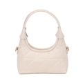 Elegante crèmewitte gewatteerde hobo-tas met chic driehoekig stikselpatroon voor dames - Broken Wit