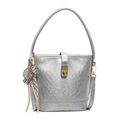 Sac seau argenté avec finition métallique et porte-clés raquette de tennis décoratif - Style pendentif / Argent