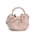 Secchiello alla moda in pelle cerata rosa chiaro con fiocco e tracolla regolabile - Rosa