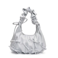 Gray-blue ballet style tote bag featuring 3D bow details and ruffled cloud handles - Blue