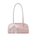 Bolso baguette minimalista rosa claro con detalle de lazo de encaje blanco - Rosa (Con Pañuelo de Seda)