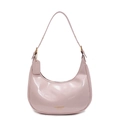 Pink patent leather underarm bag with glossy finish and gold metal buckle detail - Pink