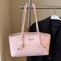 Roze okseltas met slangenleer reliëftextuur en lange lederen handvatten voor dames - Zonder Hanger / Roze