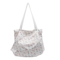 Weiße Stofftasche mit Blumenmuster in Pink und Orange für Pendlerinnen - Gebrochenes Weiß