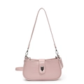 Borsa sottobraccio minimalista in pelle cerata rosa chiaro con elegante chiusura a girello - Rosa
