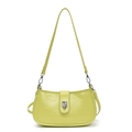 Minimalist light green oil wax leather underarm bag with silver buckle and dual straps - Oriole Green