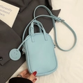 Mini sac bandoulière en cuir bleu clair texturé avec pendentif visage souriant - Bleu - Sans Pendentif