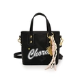 Sac seau noir avec imprimé Chora et breloque étoile avec bandoulière réglable - Noir Avec Pendentif Boulier Or Raquette Nœud