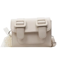 Chic cream white crossbody satchel with lychee texture and pearl decoration - With Pendant / White
