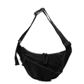 Bolso bandolera de nailon negro en forma de media luna con correa ajustable y hebilla - S / Negro